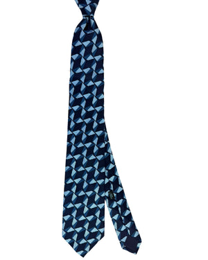 Charvet Silk Tie Blue Geometric