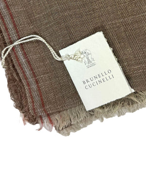 Brunello Cucinelli Scarf Taupe Design - Luxury Linen Silk Men Shawl FINAL SALE