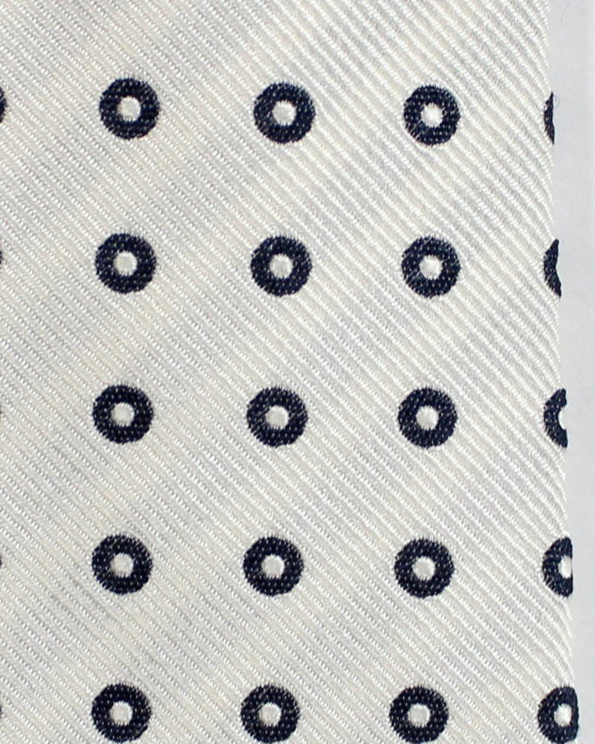 Brunello Cucinelli Silk Tie White Navy Circles SALE