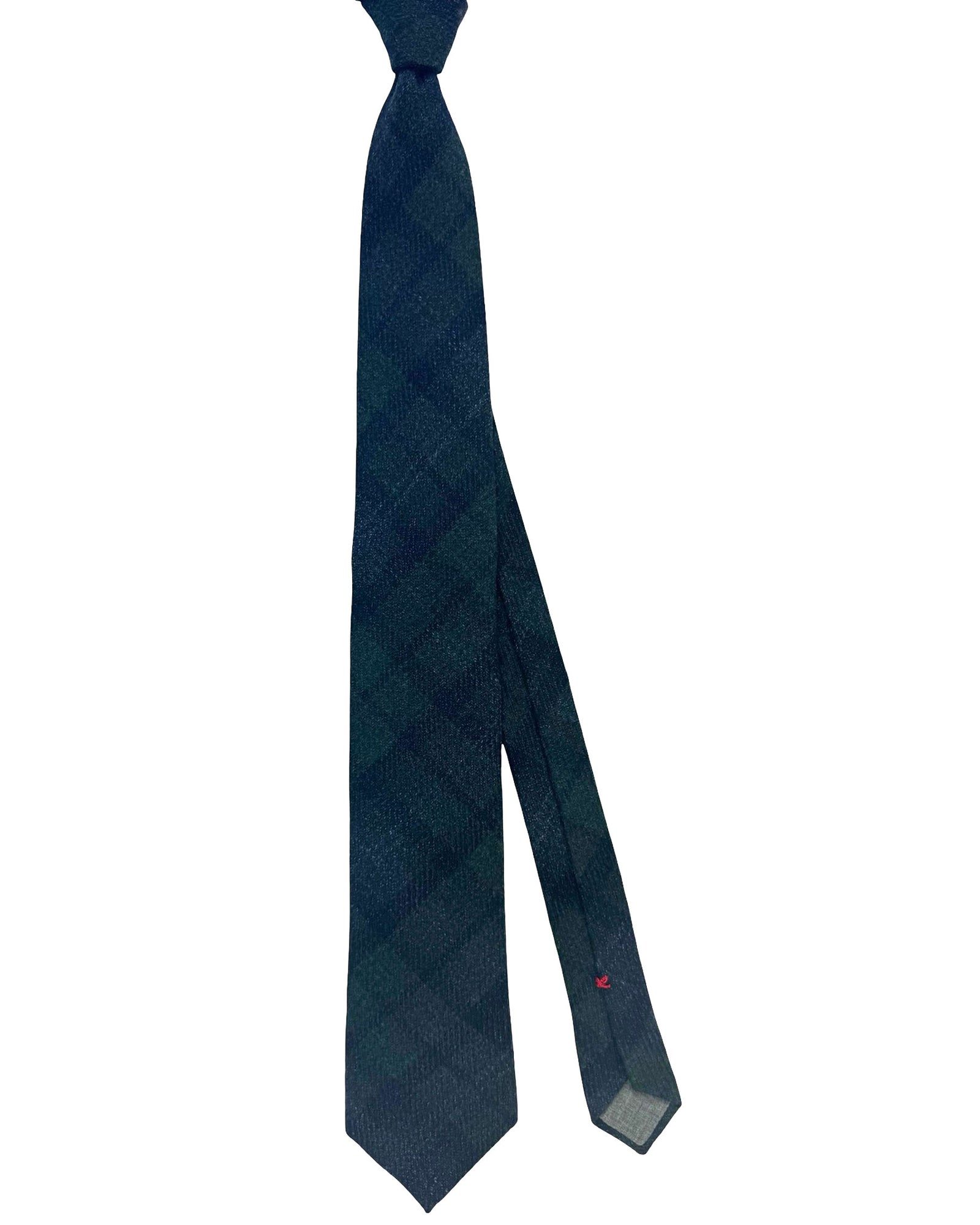 Brunello Cucinelli Tie Dark Navy Green Plaid - Wool Silk Cashmere