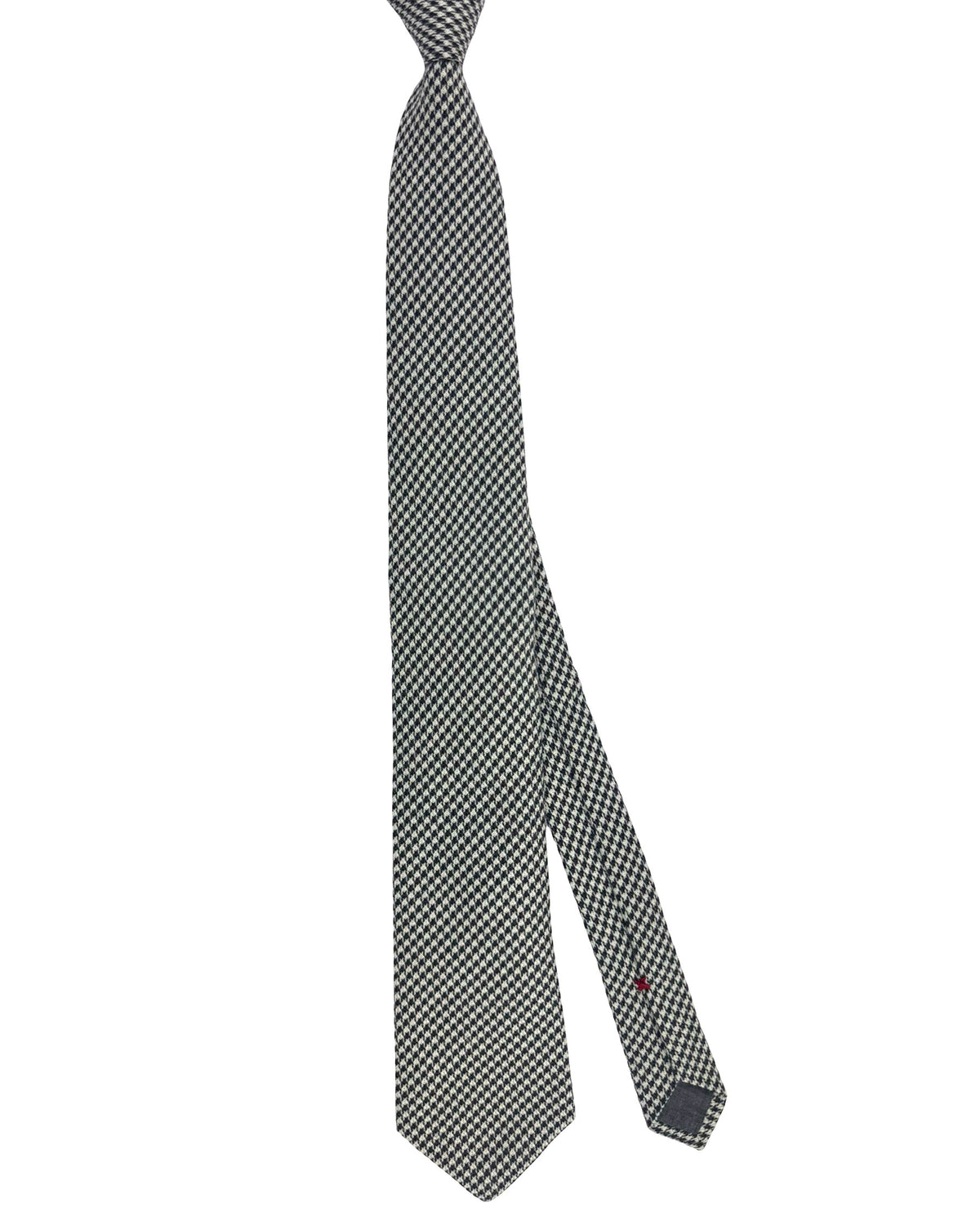 Brunello Cucinelli Tie Black Silver Houndstooth - Wool Silk New