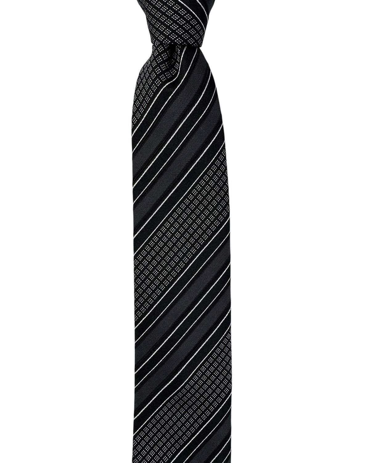 Dolce & Gabbana Skinny Tie Black Silver Patterned Stripes SALE