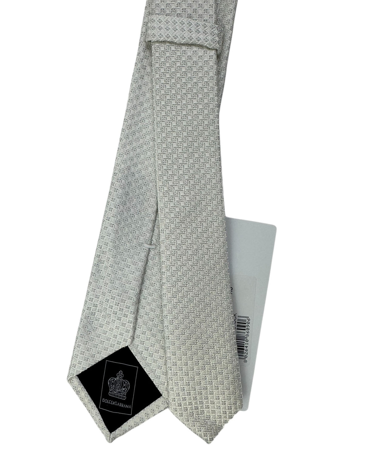 Dolce & Gabbana Skinny Tie Silver Geometric Woven Tie