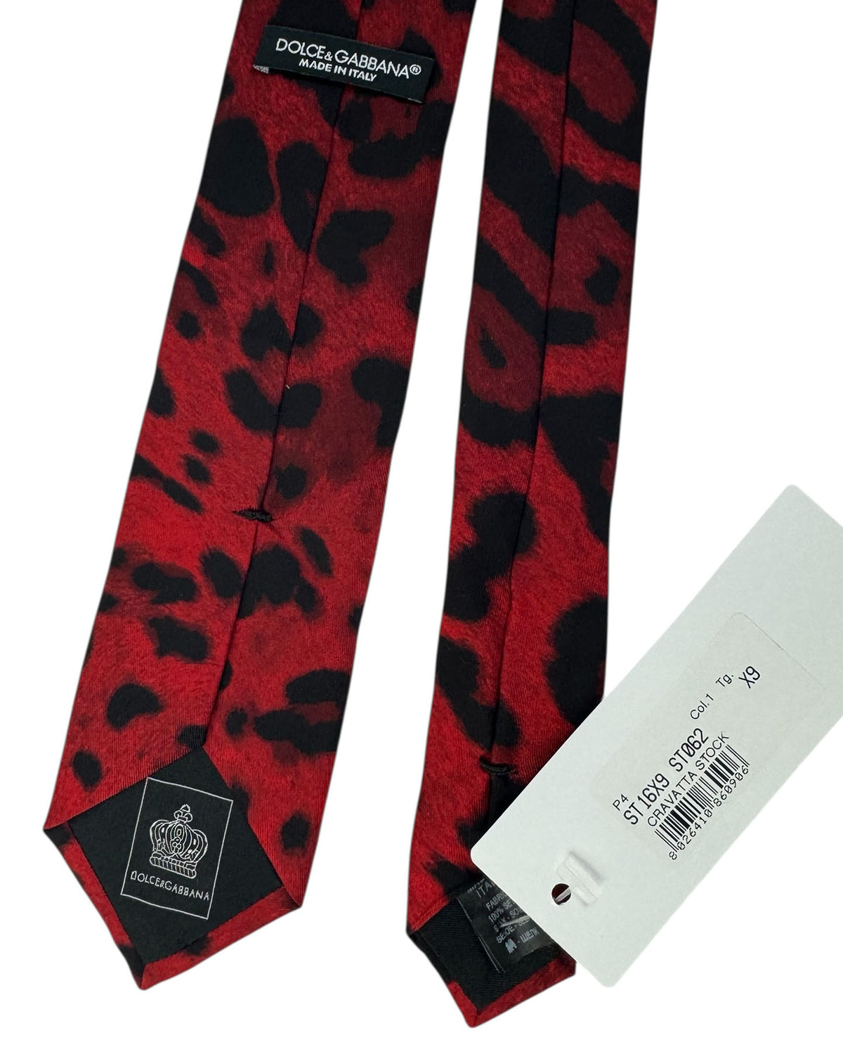 Dolce & Gabbana Skinny Tie Red and Black Leopard Print