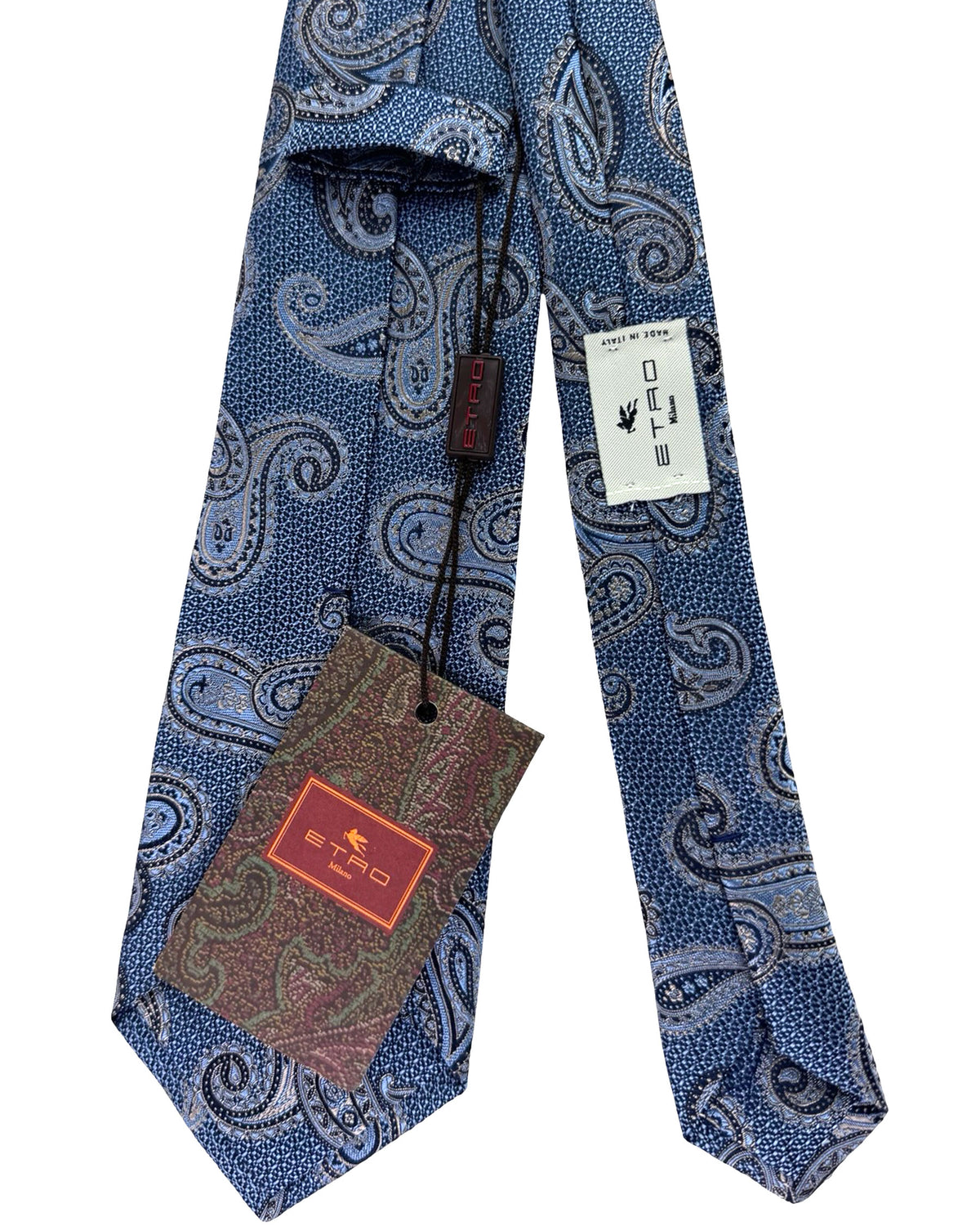 Etro Silk Tie Blue Gray Paisley SALE