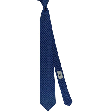 Etro Tie Blue Pink Micro Square Grid Pattern SALE