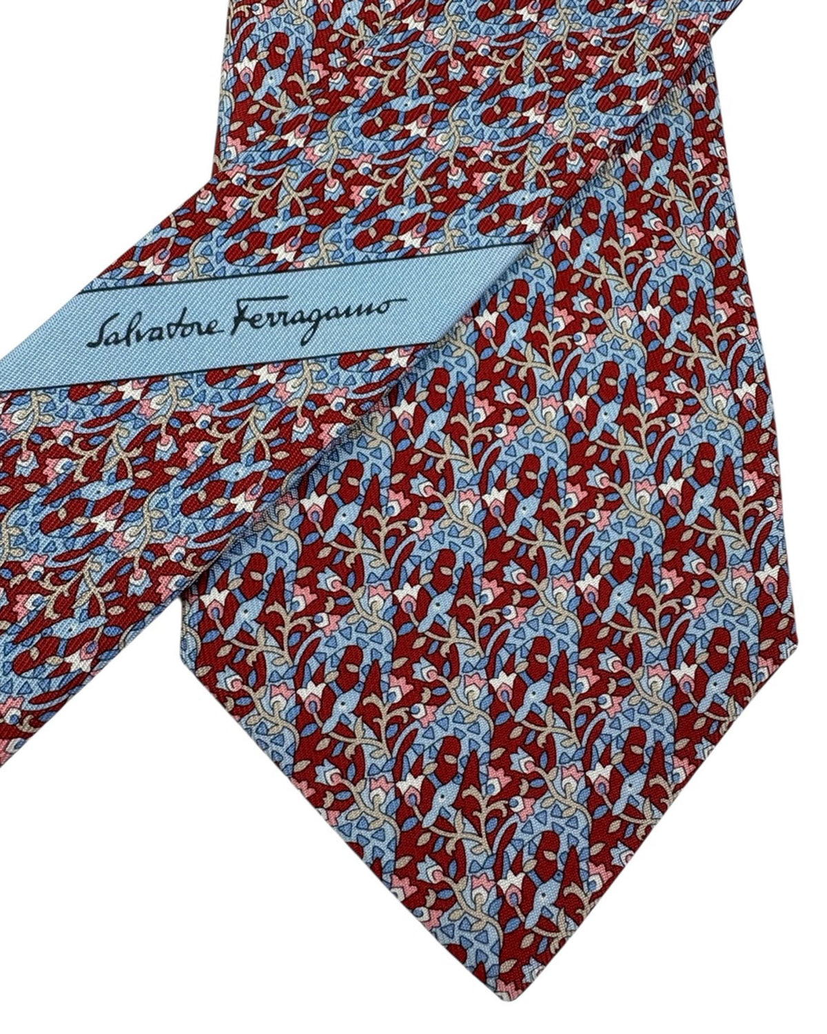 Salvatore Ferragamo Tie Bordeaux Blue Pink Giraffes