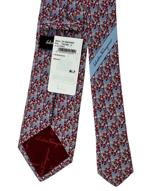 Salvatore Ferragamo TieRed With Blue And Pink Giraffes