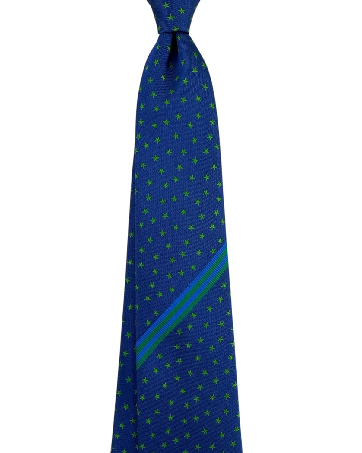 Salvatore Ferragamo Tie Royal Blue Green Stars - Narrow Cut