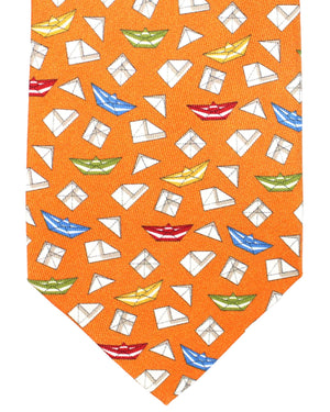 Salvatore Ferragamo Silk Tie Orange Origami Novelty Design