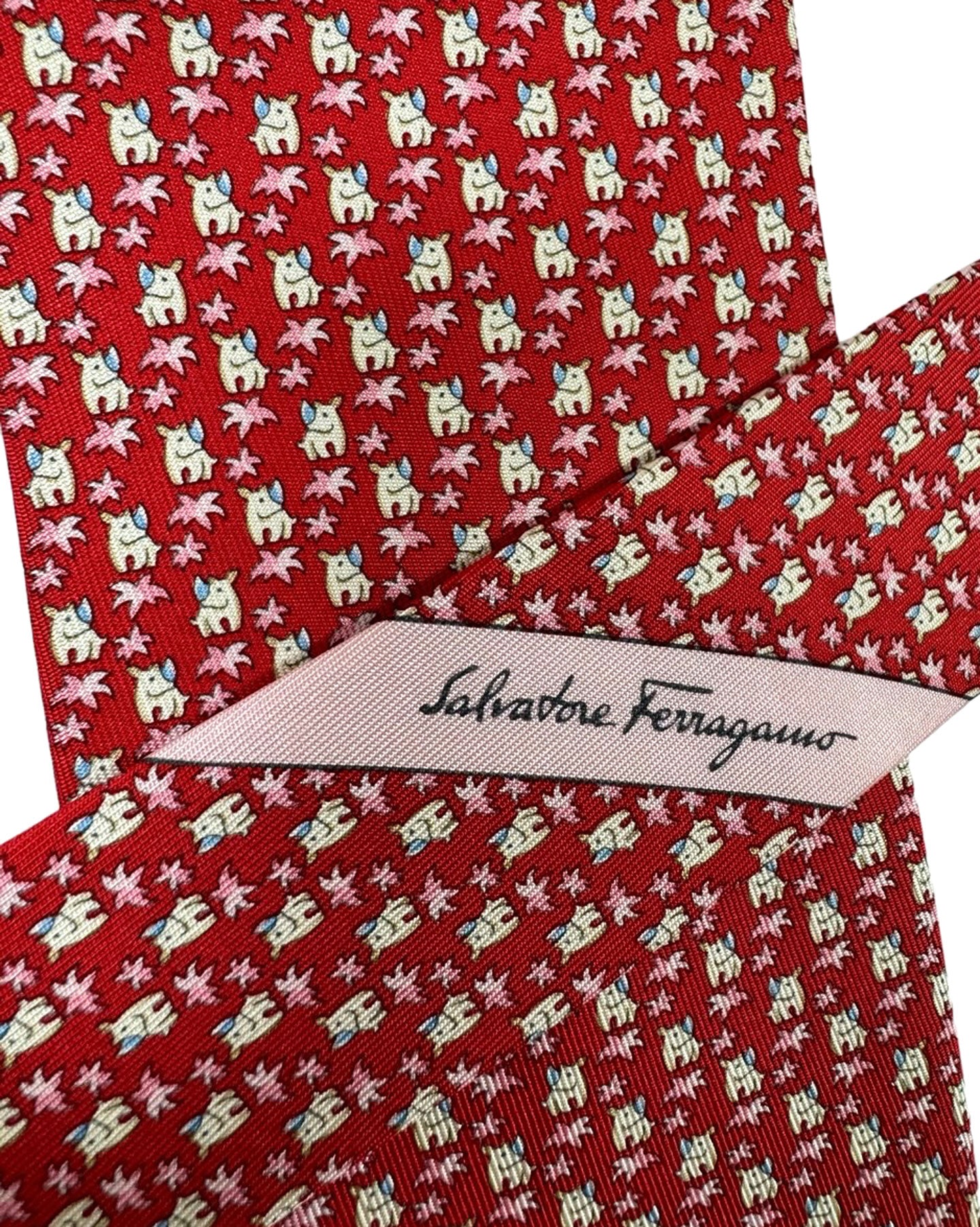 Salvatore Ferragamo Silk Tie Red Rhino Novelty