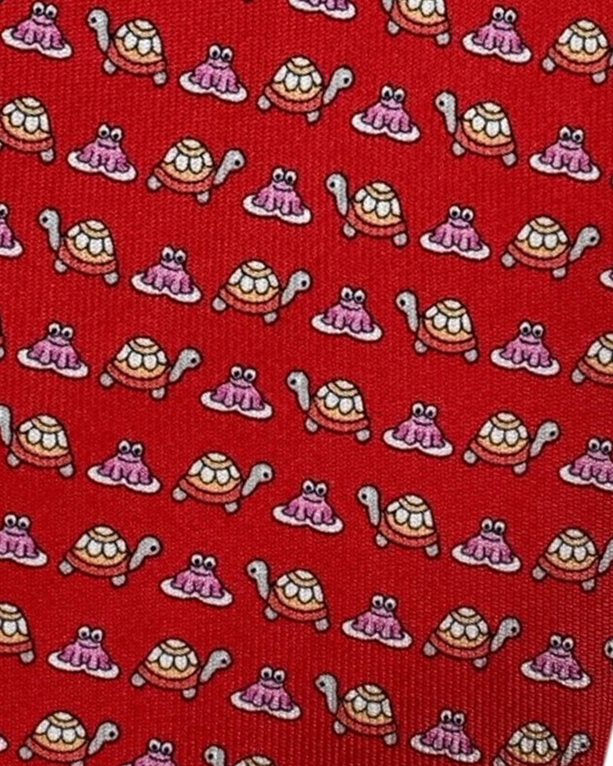 Salvatore Ferragamo Tie Red Turtle & Frog 
