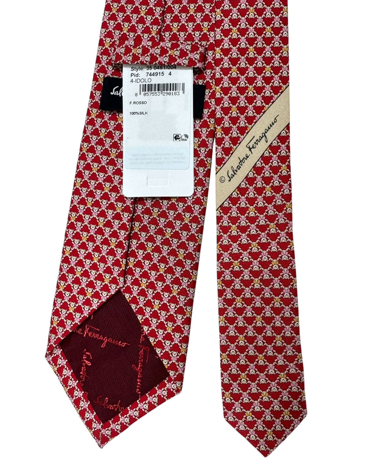 Salvatore Ferragamo Tie Red Cuddly Bear Novelty SALE