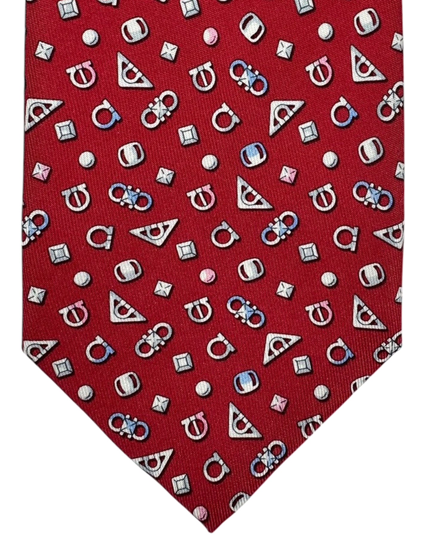 Salvatore Ferragamo Tie Gancini Signature Design Dark Red CYBER MONDAY SALE