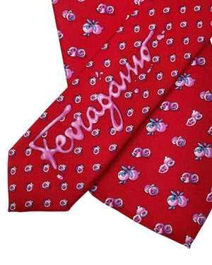 Salvatore Ferragamo Tie Red Fruit Novelty SALE