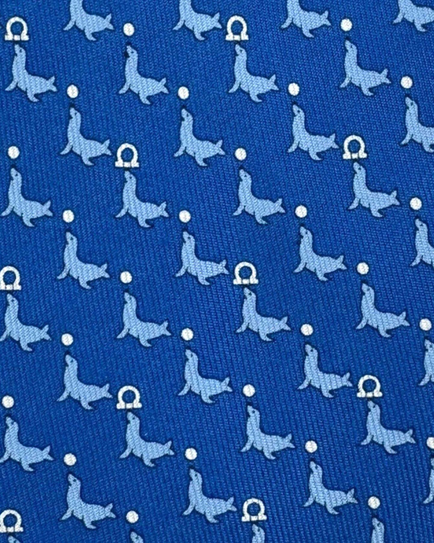 Salvatore Ferragamo Tie Navy Blue Dolphins & Gancini - Fall/ Winter 2025/ 26