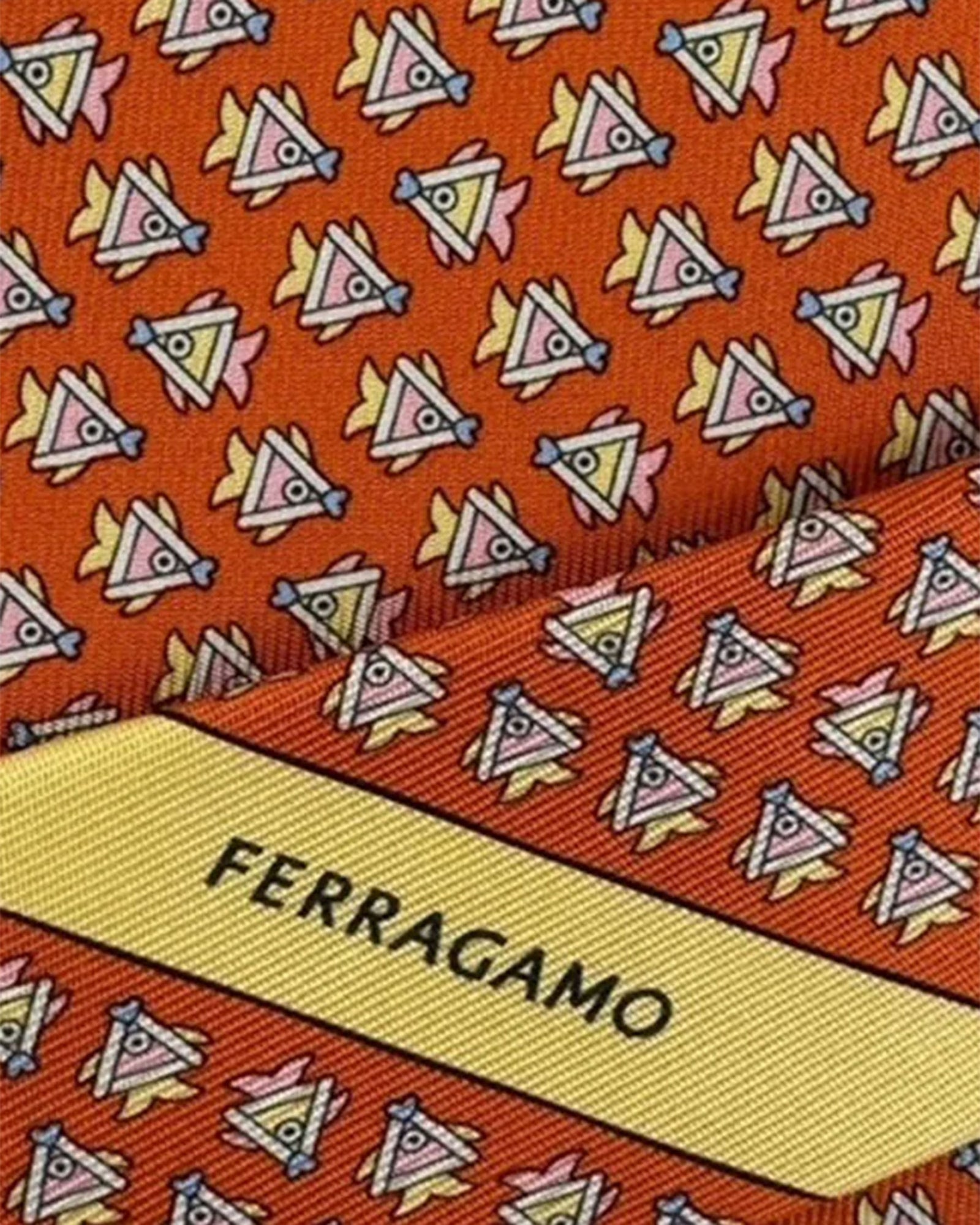 Salvatore Ferragamo Tie Orange Fish Motif