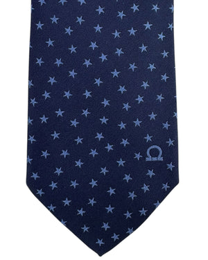 Salvatore Ferragamo Tie Navy Stars - Narrow Cut