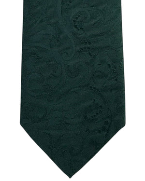 Salvatore Ferragamo Tie Forest Green Tonal Duck - Floral Jacquard