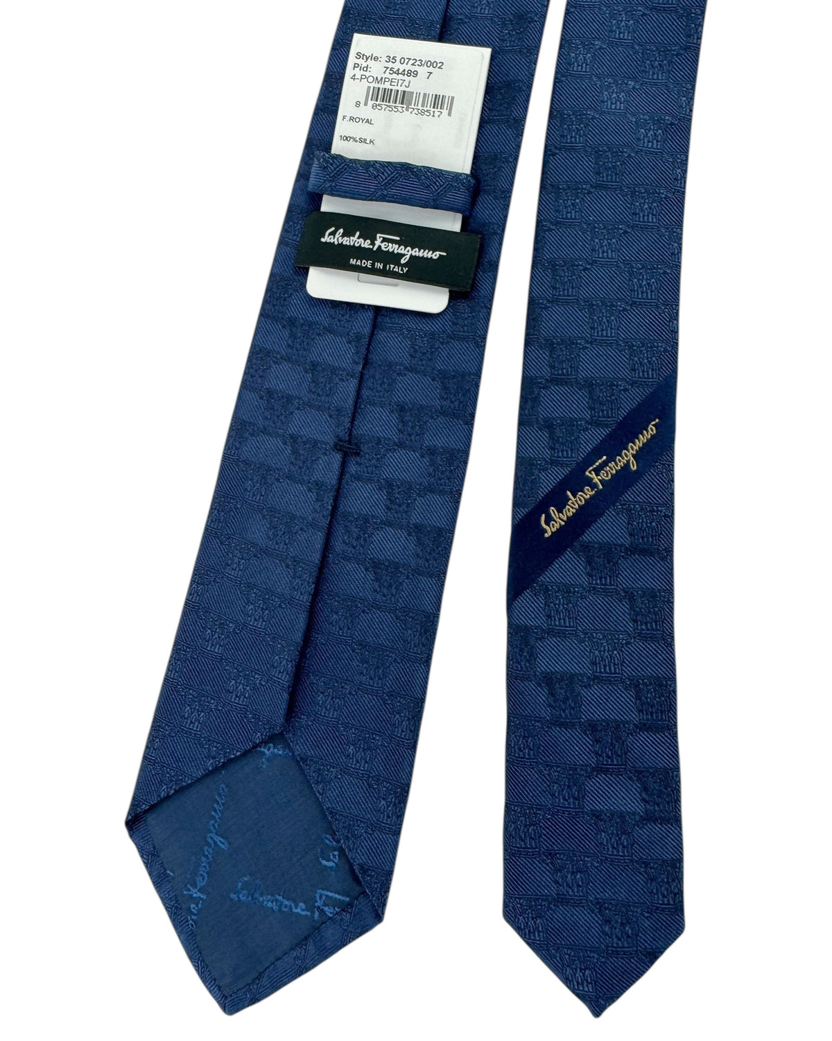 Salvatore Ferragamo Royal Blue Jaguar Design - Narrow Jacquard Silk Necktie SALE
