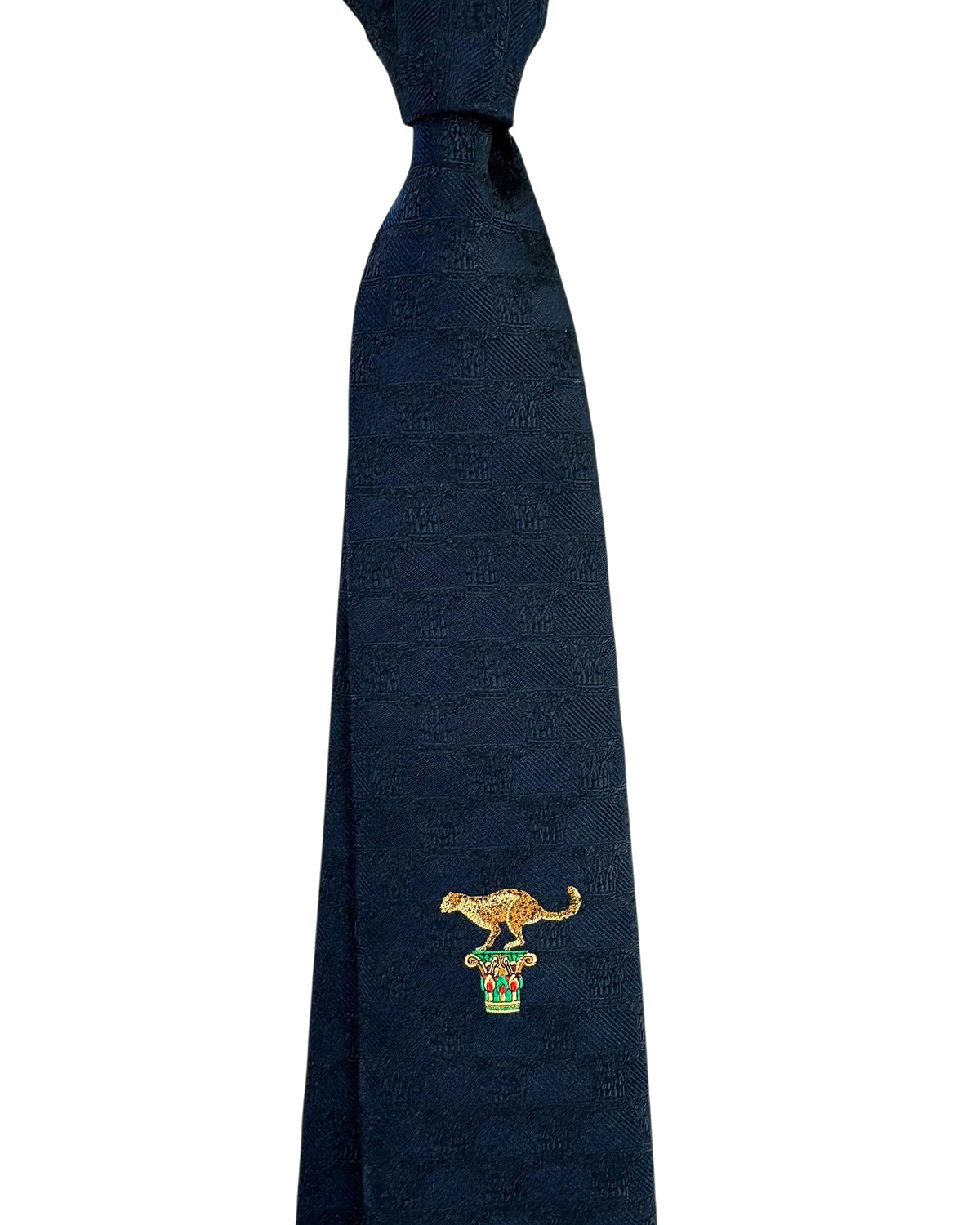 Salvatore Ferragamo Royal Blue Jaguar Design - Narrow Jacquard Silk Necktie SALE