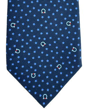 Salvatore Ferragamo Silk Tie Navy Stars & Gancini