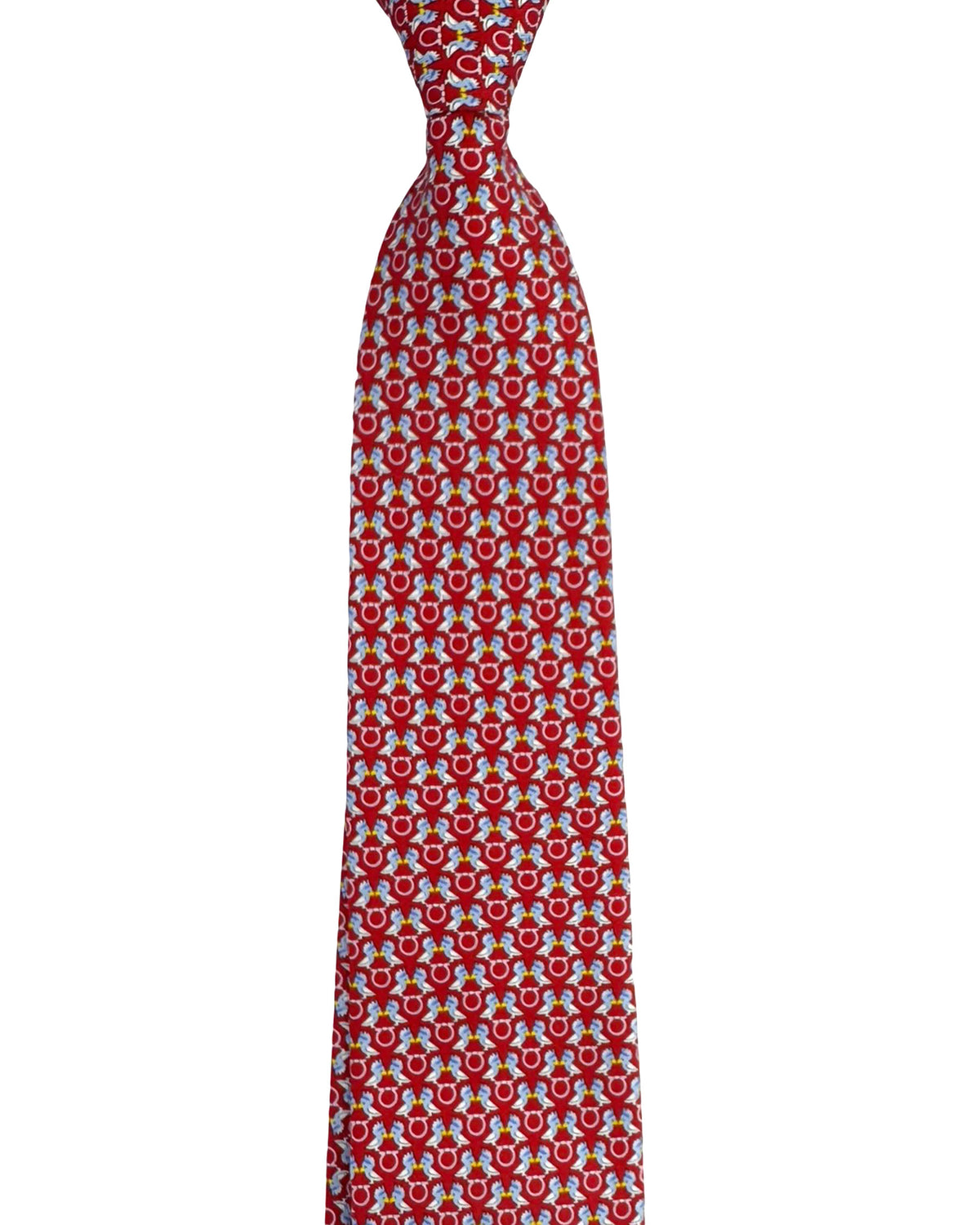 Salvatore Ferragamo Tie Red Birds Gancini