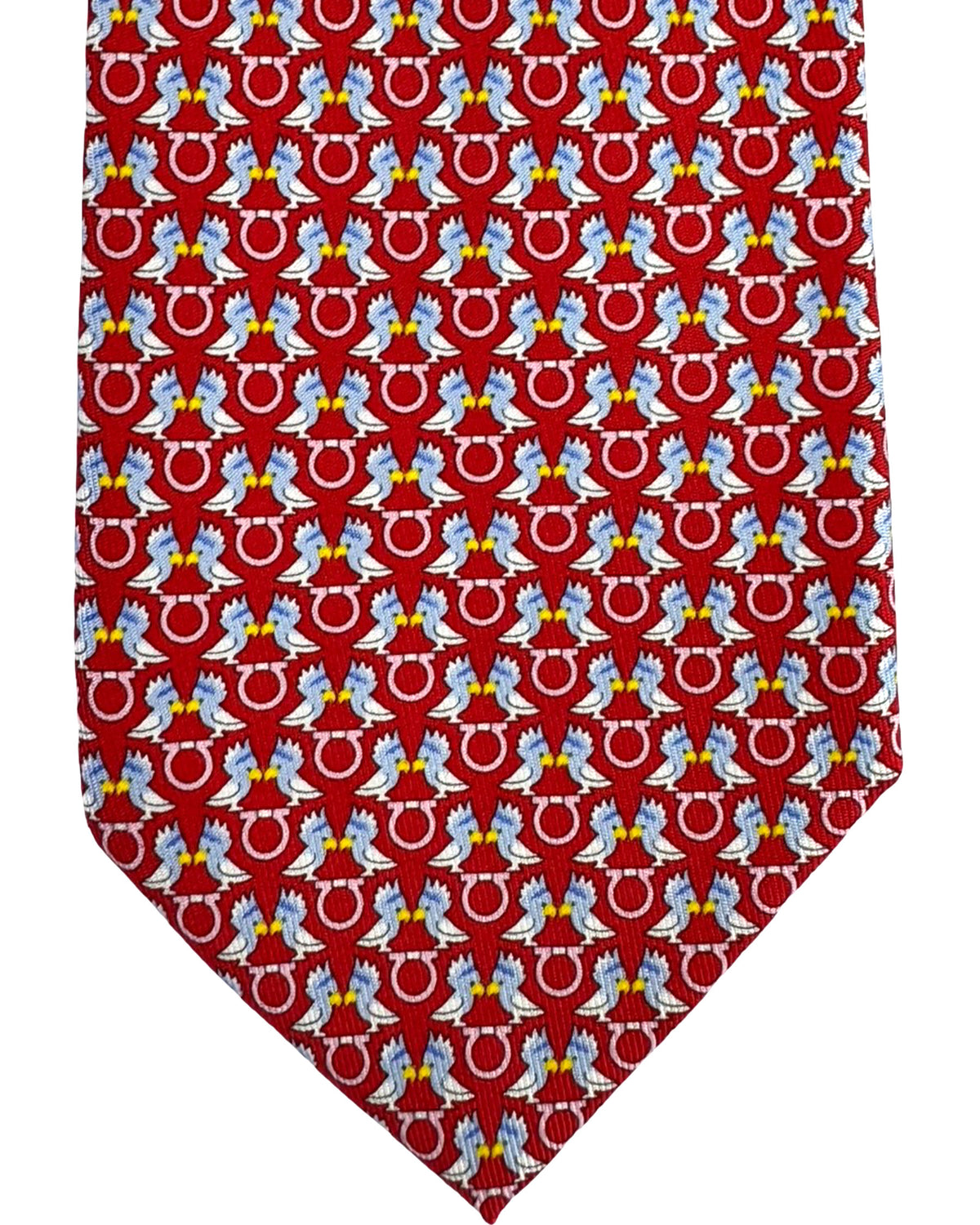 Salvatore Ferragamo Tie Red Birds Gancini