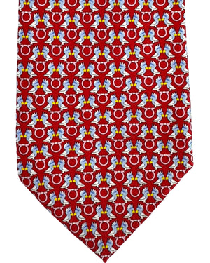 Salvatore Ferragamo Tie Red Birds Gancini