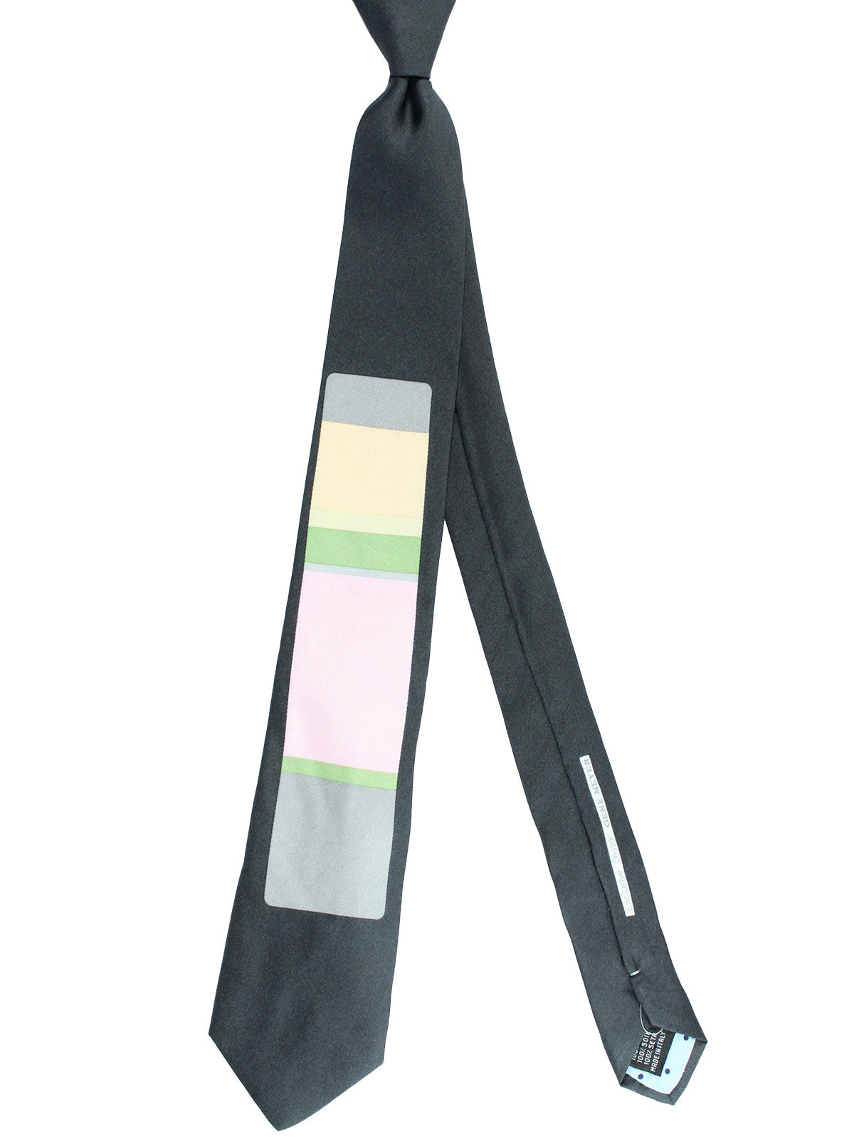 Gene Meyer Silk Tie Black Pink Green Geometric