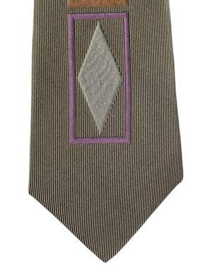 Gene Meyer Tie Taupe-Gray Lilac Peach 