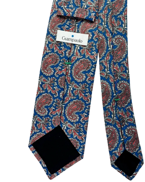 Giampaolo Silk Tie Navy Rust Brown Paisley Design SALE
