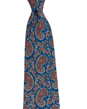 Giampaolo Silk Tie Navy Rust Brown Paisley Design