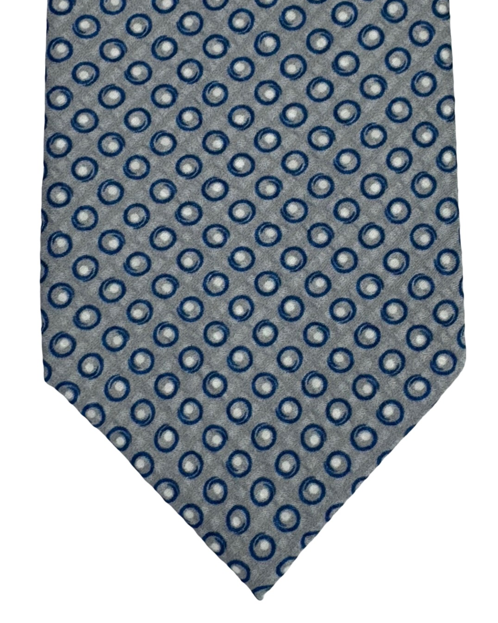 Giampaolo Silk Tie Grey Navy White Mini Circles