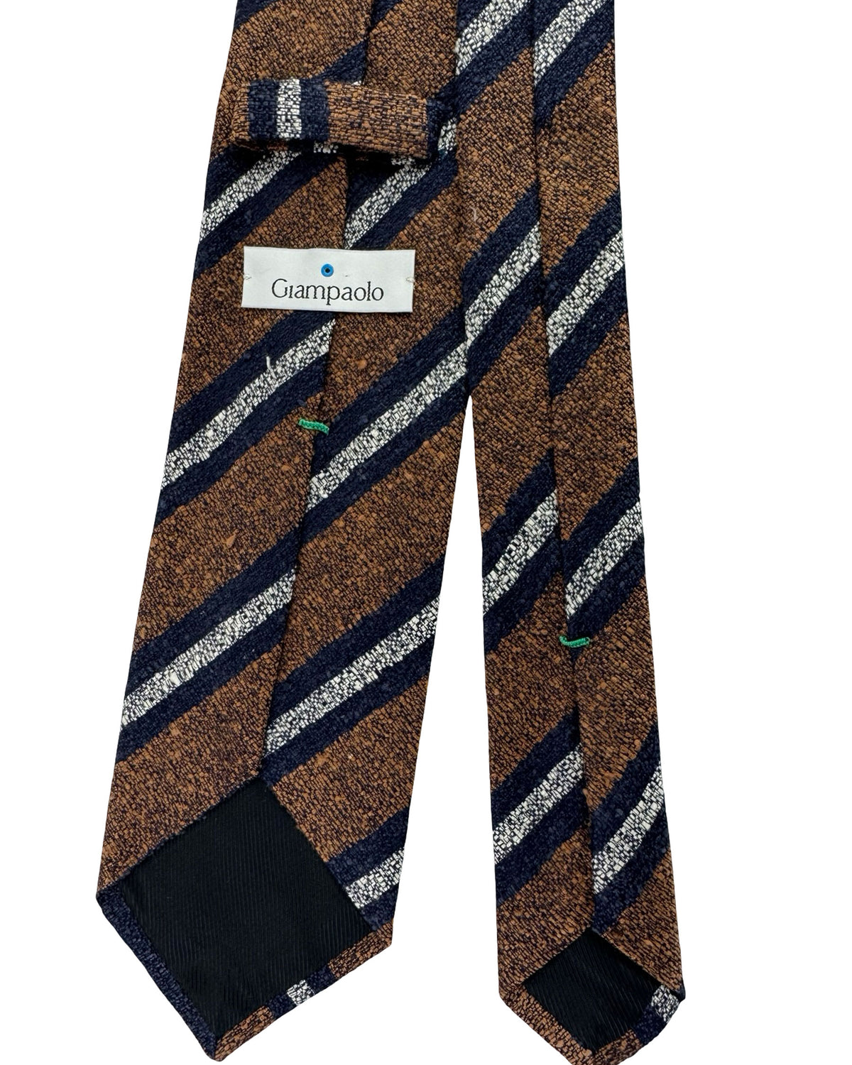 Giampaolo Silk Tie Brown Midnight Blue Silver Stripes