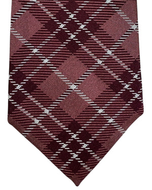 Givenchy Silk Tie Brown Silver Plaid Design