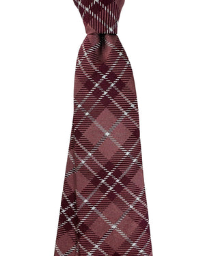 Givenchy Silk Tie Brown Silver Plaid Design