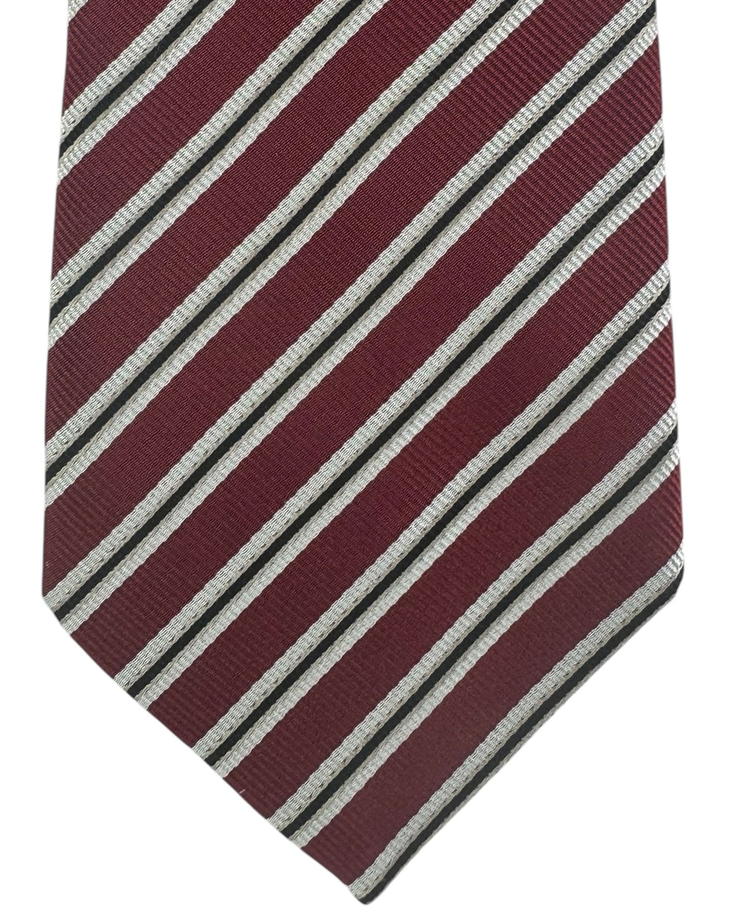 Givenchy Silk Tie Maroon Stripes - Hand Made In Italy 