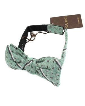 Gucci Bow Tie Mint Green Stripes Geometric - Self Tie Bow Tie SALE