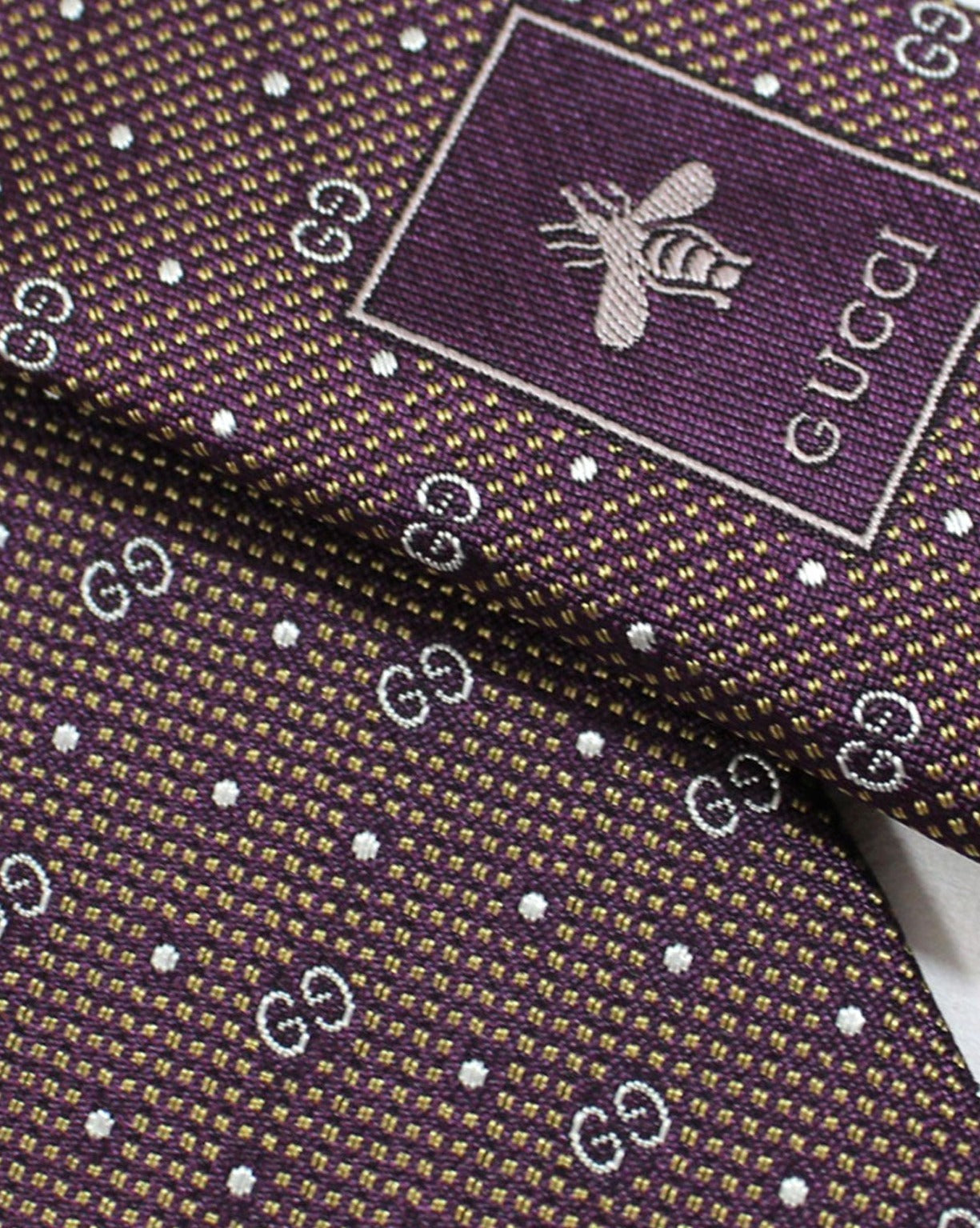 Gucci Silk Tie Maroon Silver GG Martin Design