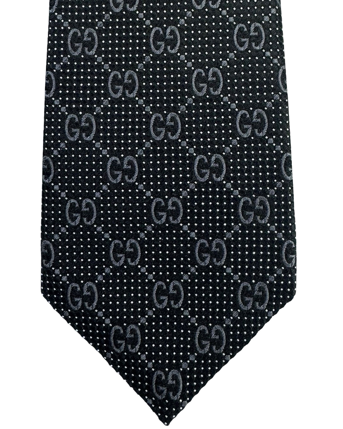 Gucci Tie Black Gray GG Pattern Deiene