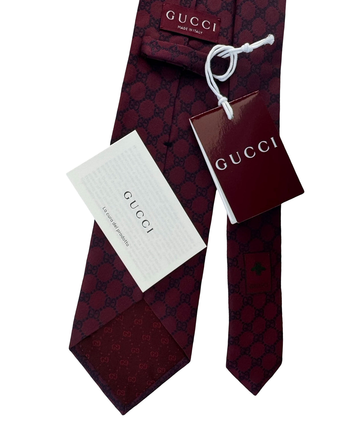 Gucci Tie GG Pattern Bordeaux New