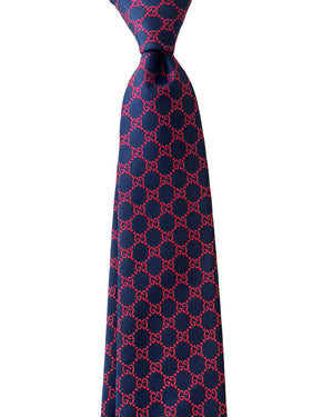Gucci Tie GG Design Midnight Blue Red