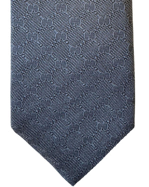 Gucci Tie GG Design Charcoal Gray Red Stripe