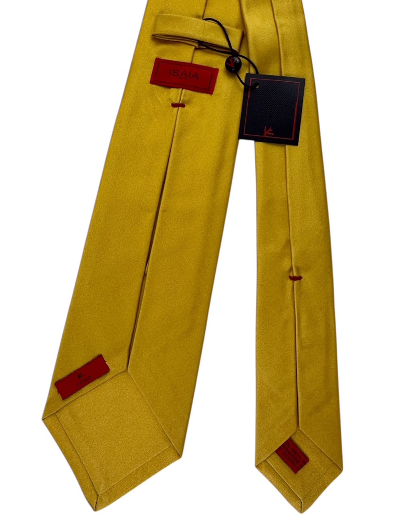 Isaia Sevenfold Tie Yellow Solid
