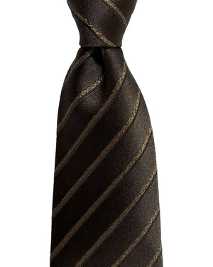 Isaia Tie Brown Stripes Design - Sartorial Sevenfold Tie SALE