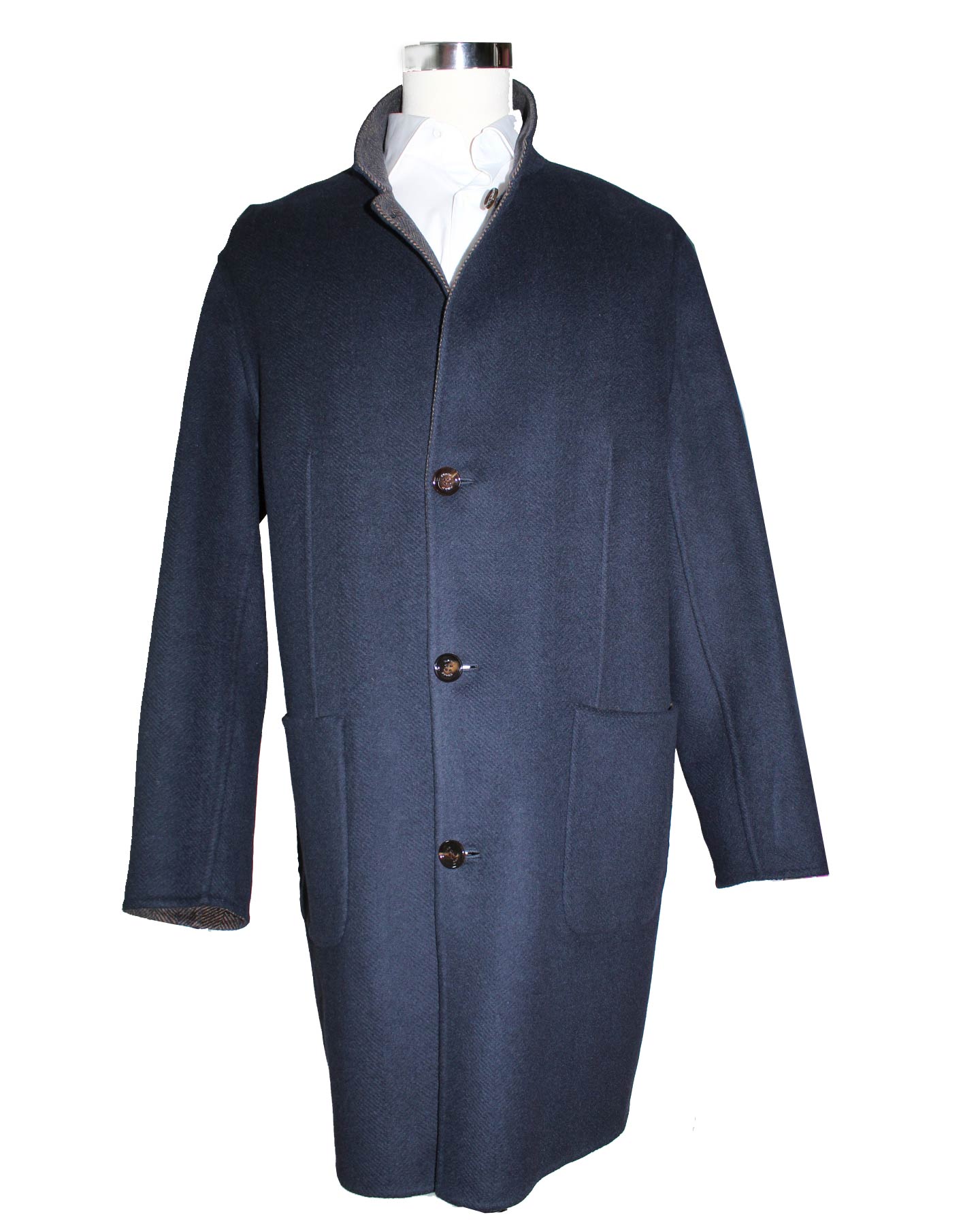 Kired Long Coat Midnight Blue Dark Brown 