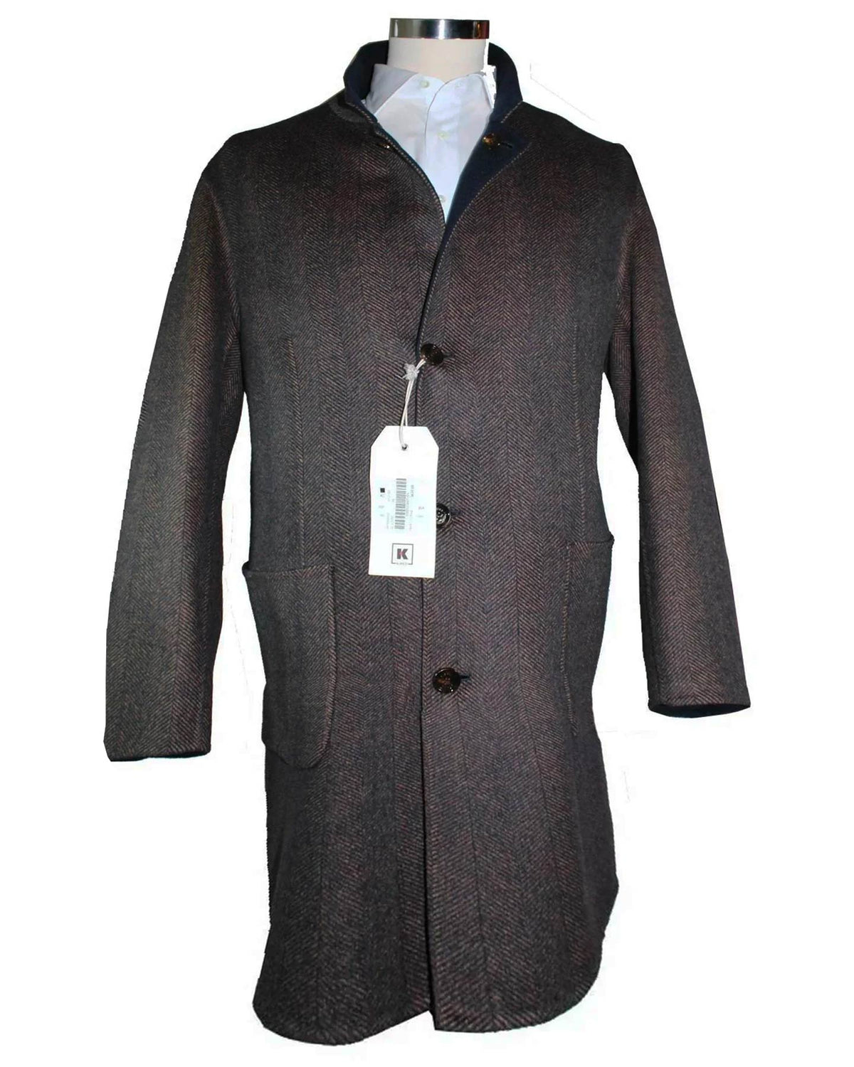 Kired Long Coat Midnight Blue Dark Brown 