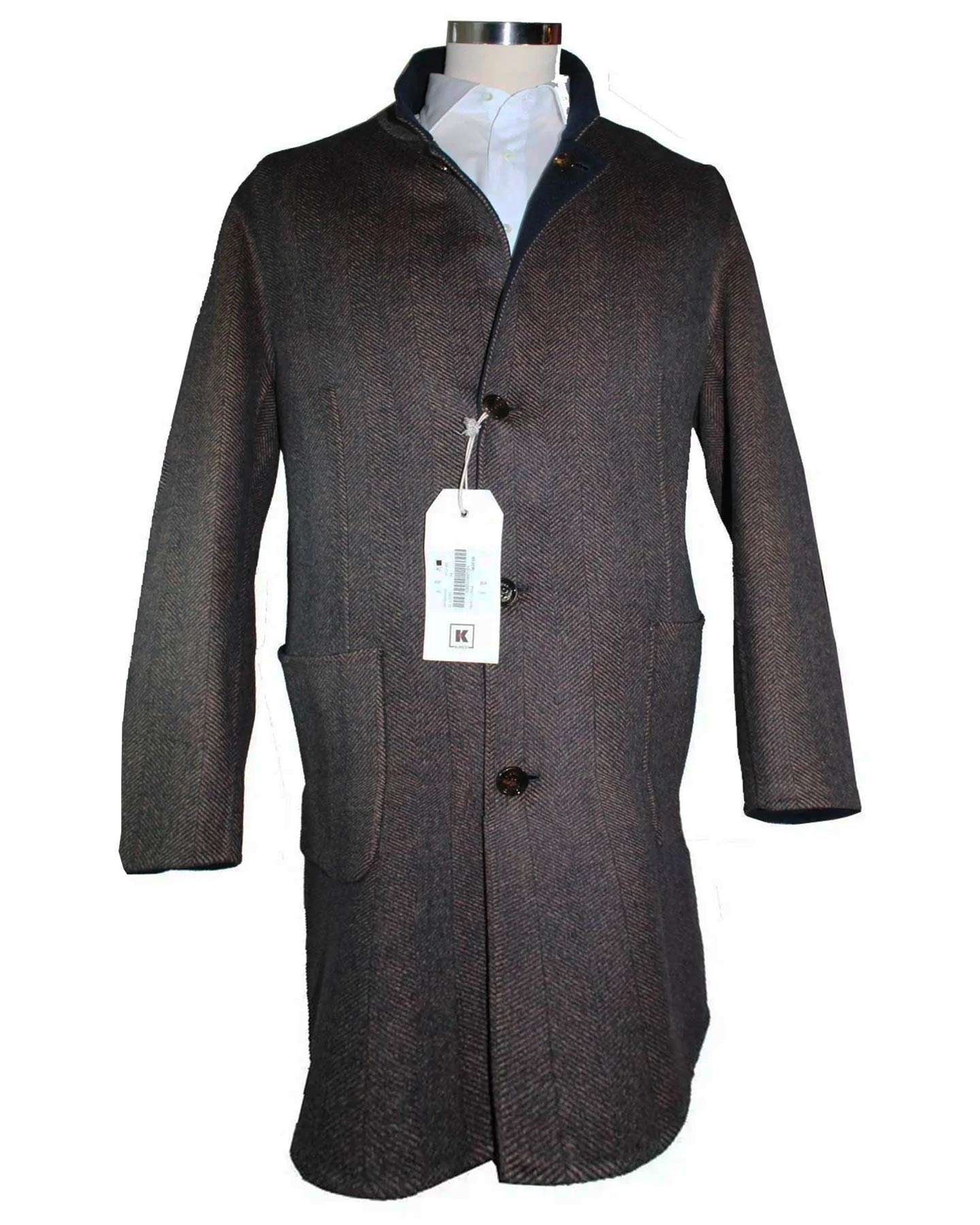 Kired Long Coat Midnight Blue Dark Brown 