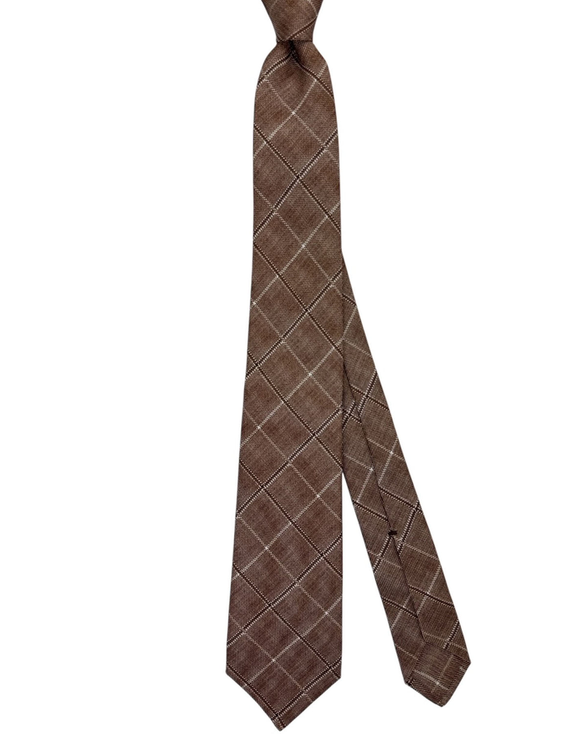 Kiton Tie Brown Windowpane - Sevenfold Necktie